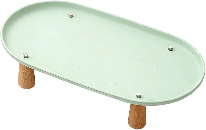 Generic Cat Bowl Raised Stand Rack to Protect Cat Neck Sturdy Non Slip Stable for Feeder Stand Elevated Holder, Green 38cmx21cm