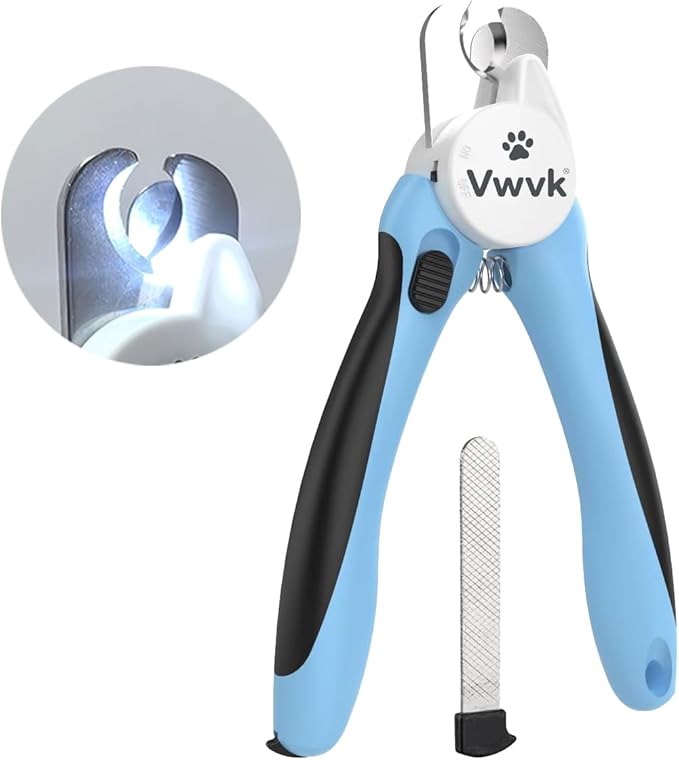 Dog Nail Clippers with Light, Professional Toenail Clippers for Thick Toenails, LED Illuminated Pet Nail Trimmer to See Bloodline, Safety Guard & Blade Lock, for Dogs & Cats