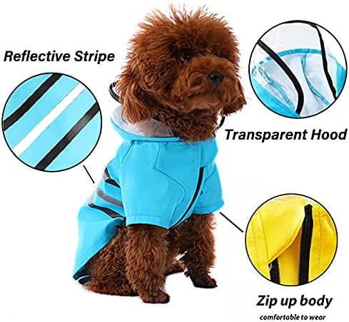 Wizland Reflective Dog Raincoat Dog Rain Jacket with Hood Lightweight Waterproof Rain Coat for Puppies (Pink XS)