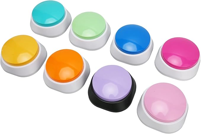 Asixxsix Dog Talking Buttons, Voice Recordable Up to 30 Seconds Pet Training Buttons, Programmable Speech for Dogs with 8 Colors Stickers for Dogs Cats