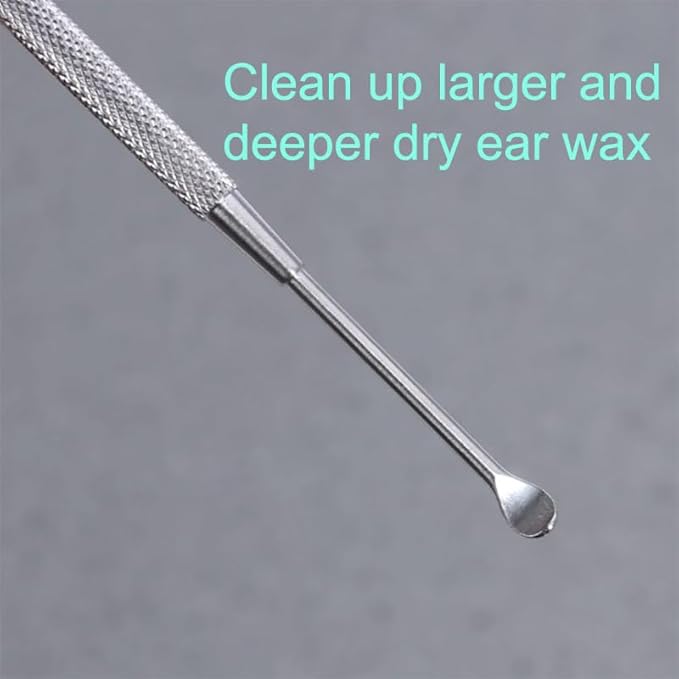 2 Pack - Stainless Steel Ear Spoon Portable Double-Ended Ear Pick Ear Wax Removal Tools Cleaning Ear Cleaner Spoon Spiral Ear Clean Tool