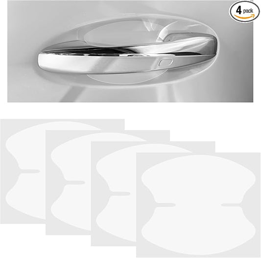 4PCS Car Door Handle Protector, Anti-Scratch Transparent Car Doors Bowl Covers Paint Guard Stickers, Waterproof Clear Self-Adhesive Door Cup Protective Film for Most Vehicles