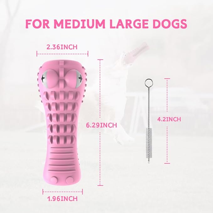 Dog Toys for Aggressive Chewers, Indestructible Dog Chew Toys for Medium Large Breed, Interactive Tough Dog Squeaky Toys to Keep Them Busy, Natural Rubber Durable Dog Toothbrush Teeth Cleaning Toys