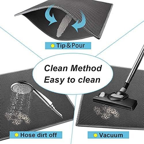 Bulkniu Small Cat Litter Box Mat: Easy Clean Cat Litter Mat for Floor, Kitty Scratch Cute Pad (15x24 Inch Grey)
