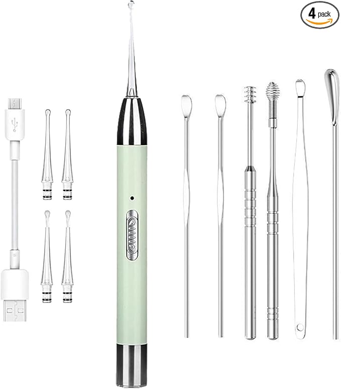 Ear Wax Removal Tools with Light: Ear Cleaner Kit-Ear Scope with Light, Ear Tweezers with LED Light for Adults Kids - Built-in USB Ear Wax Remover with Storage Box