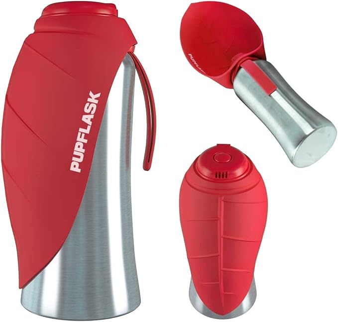 PupFlask Large Dog Water Bottle | 27 or 40 OZ Stainless Steel | Convenient Dog Drink Dispenser | Puppy Travel Water Bowl | Portable Pet Hydration Bottle | Leak Proof | Perfect Size For All Breeds