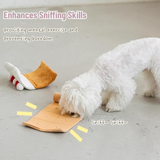 Dog Snuffle Mat Slow Feeding Mats Sniffing Puzzle Toys Interactive Burrow Activity Hide and Seek Enrichment Toys for Foraging Training Dog Gifts for Small Medium Large Dogs (Cake Roll)