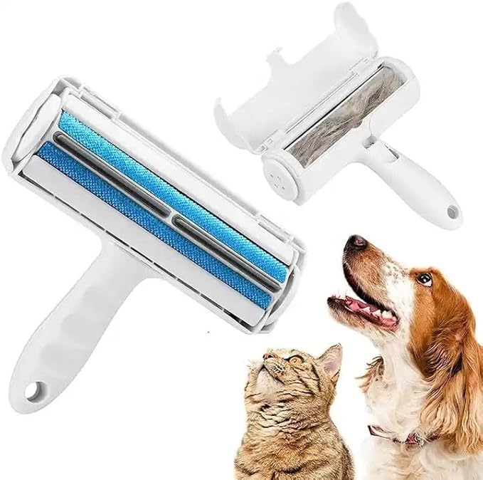 Pet Hair Remover Bundle, Reusable Lint Roller & Pet Hair Remover for Laundry Cat & Dog Fur Remover Set for Laundry Couch, Carpet Bedding & Clothes (Blue)