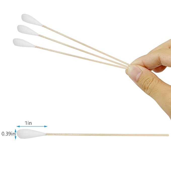 6 Inch Long Cotton Swabs (Large Size) 100pcs for Pets, Gun Cleaning or Makeup