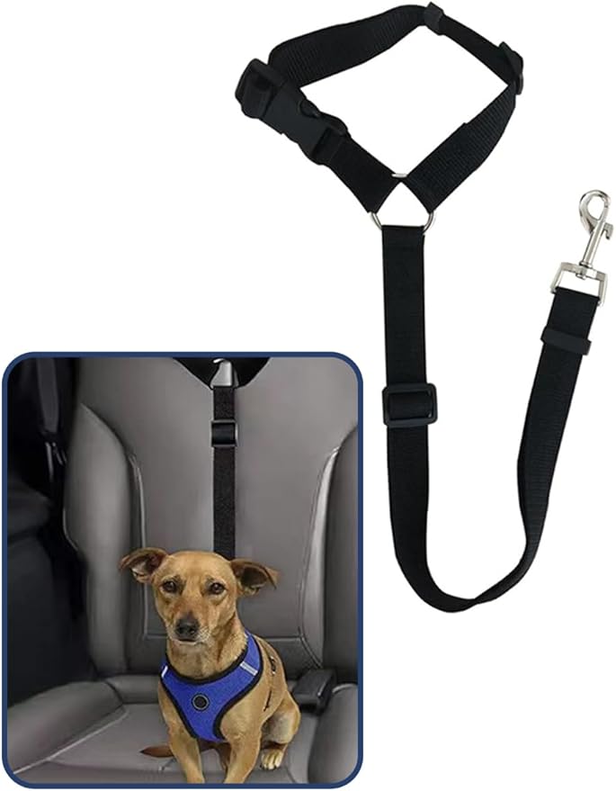 3Pack for Dog seat Belts in Cars, Adjustable Nylon Fabric for Dog car Restraint Devices (Pink, Black, Blue)