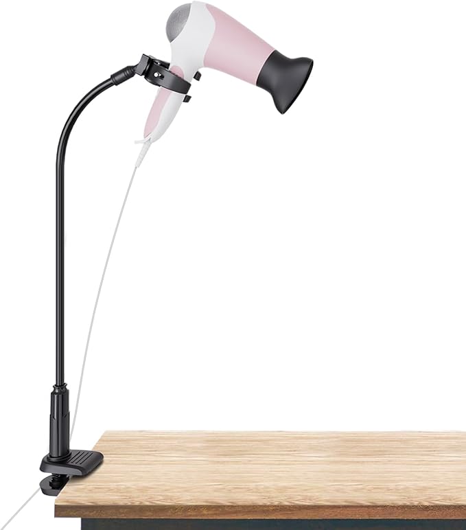 Linkidea Hair Dryer Stand, 360 Degree Rotating Blow Dryer Holder Hands-Free, Gooseneck Bracket with Clamp Mount for Dog Cat Grooming Home Salon