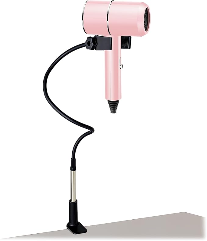 LELE LIFE Hair Dryer Holder Hands Free, 39in/100cm Adjustable Flexible Alloy Blow Dryer Stand, 360 Degree Rotating Clamp Stable Hanger for Home Salon Pet Dog Grooming (Black)