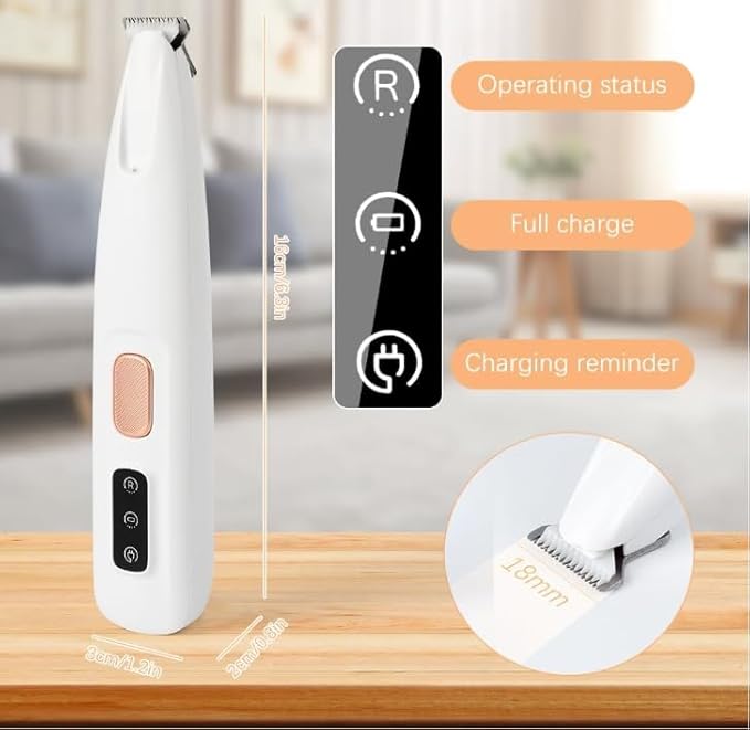 warmow Pet Micro Precision Paw Trimmer, Upgrade Multifunctional Pet Hair Clippers Waterproof Rechargeable Pet Shaver with LED Light, Pet Paw Trimmer for Paws Eyes Ears Face Rump (1 Set)