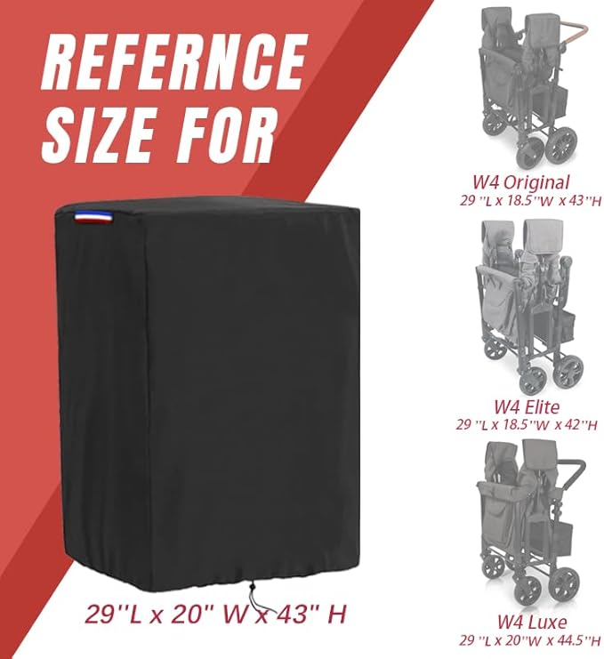 Wagon Cover Compatible with Wonderfold Wagon W4 Original(Cover Only),Waterproof 420D Wagon Covers for Wonderfold 4 Seater Wagon Stroller with Handle Adjustable Drawstring-29 L x 19" W x 43" H