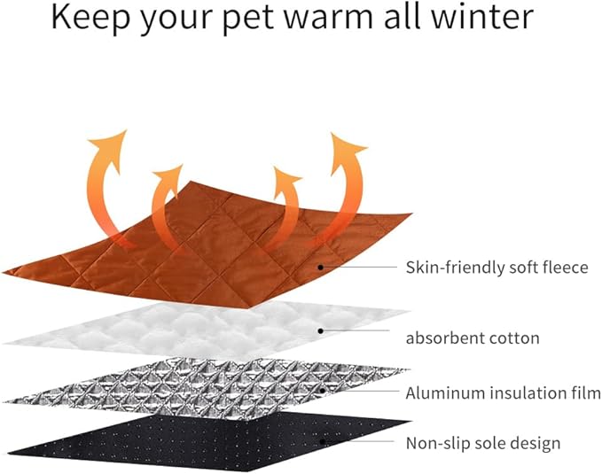 Washable Anti-Slip Kennel Mat for Medium Small Dogs and Cats Kennel pad Crate Pad in Winter Heated Cat Bed Self Warming Non-Electric Pet Warming Pad Gray 23.62 * 35.43inch