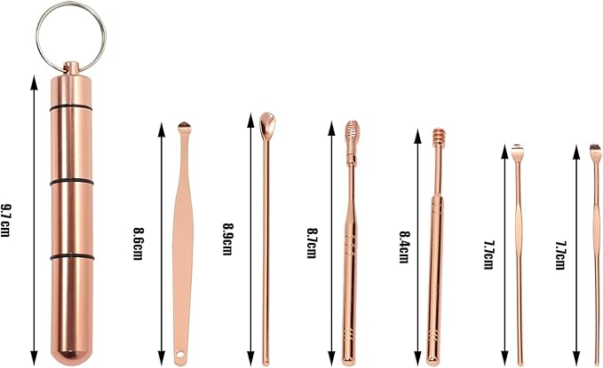ONLYKXY 6pcs Ear Wax Removal Cleaning Tool Kit,Stainless Steel Ear-Pick Cleaner Portable Ear Spoon Set SpoonCurette Ear Picks Digger Spiral Spring Ear Spoon Set