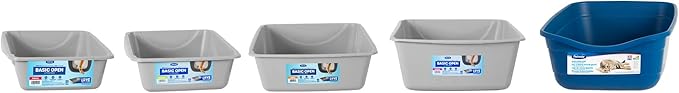 Petmate Basic Open Cat Litter Pan, Multidirectional Easy to Clean Plastic Litter Box, Gray, Made in USA, 14.5" x 10.5" x 3.5", Small Recommended for Kittens and Small Cats