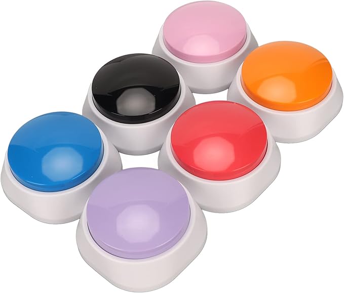 Focket Dog Communication Buttons, 30-Second Recording 6-Piece Set Dog Talking Buttons, Recordable with Six Colors for Pet Training and Interactive Play