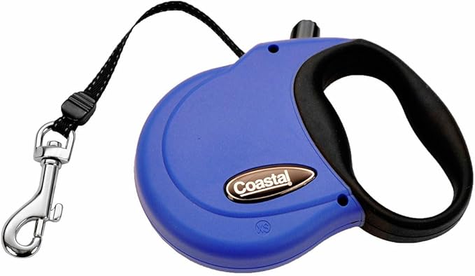 Coastal Pet Power Walker Dog Retractable Leash - Reflective Dog Leash - Stop-and-Release Control Button - Comfort Grip Handle - Blue - X-Small