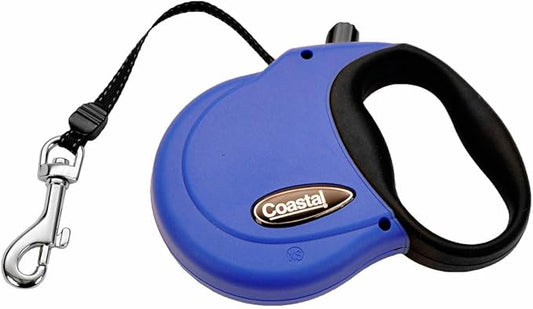 Coastal Pet Power Walker Dog Retractable Leash - Reflective Dog Leash - Stop-and-Release Control Button - Comfort Grip Handle - Blue - X-Small
