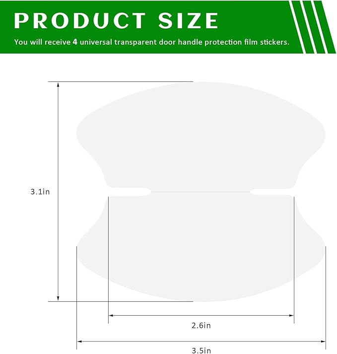 4PCS Car Door Handle Protector, Anti-Scratch Transparent Car Doors Bowl Covers Paint Guard Stickers, Waterproof Clear Self-Adhesive Door Cup Protective Film for Most Vehicles