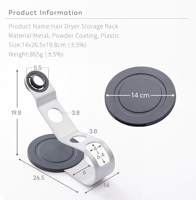 Lomani Hair Dryer Storage Rack for Dyson Hair Dryer Holder for Upgraded Stand Stores 5 Attachments HD03.08.12.15.16.19-Silver