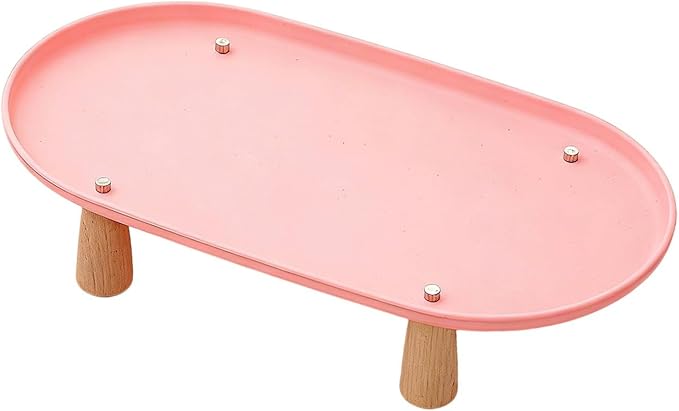 Generic Cat Bowl Raised Stand Rack to Protect Cat Neck Sturdy Non Slip Stable for Feeder Stand Elevated Holder, Pink 38cmx21cm