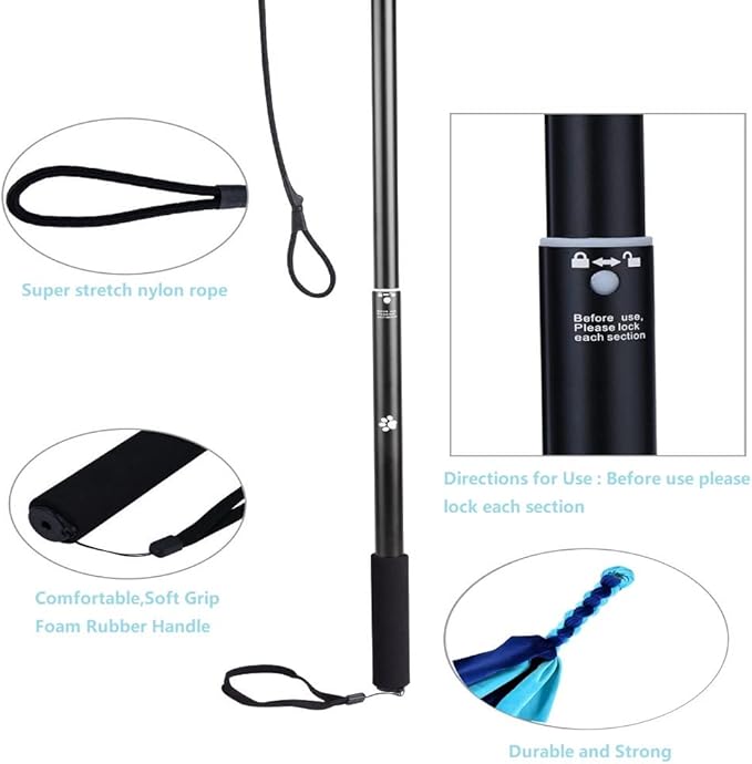 Dog Extendable Teaser Wand Pet Teasing Flirt Pole Interactive Toy with 2 Cotton Chewing Rope Training for Small Medium Large Dogs