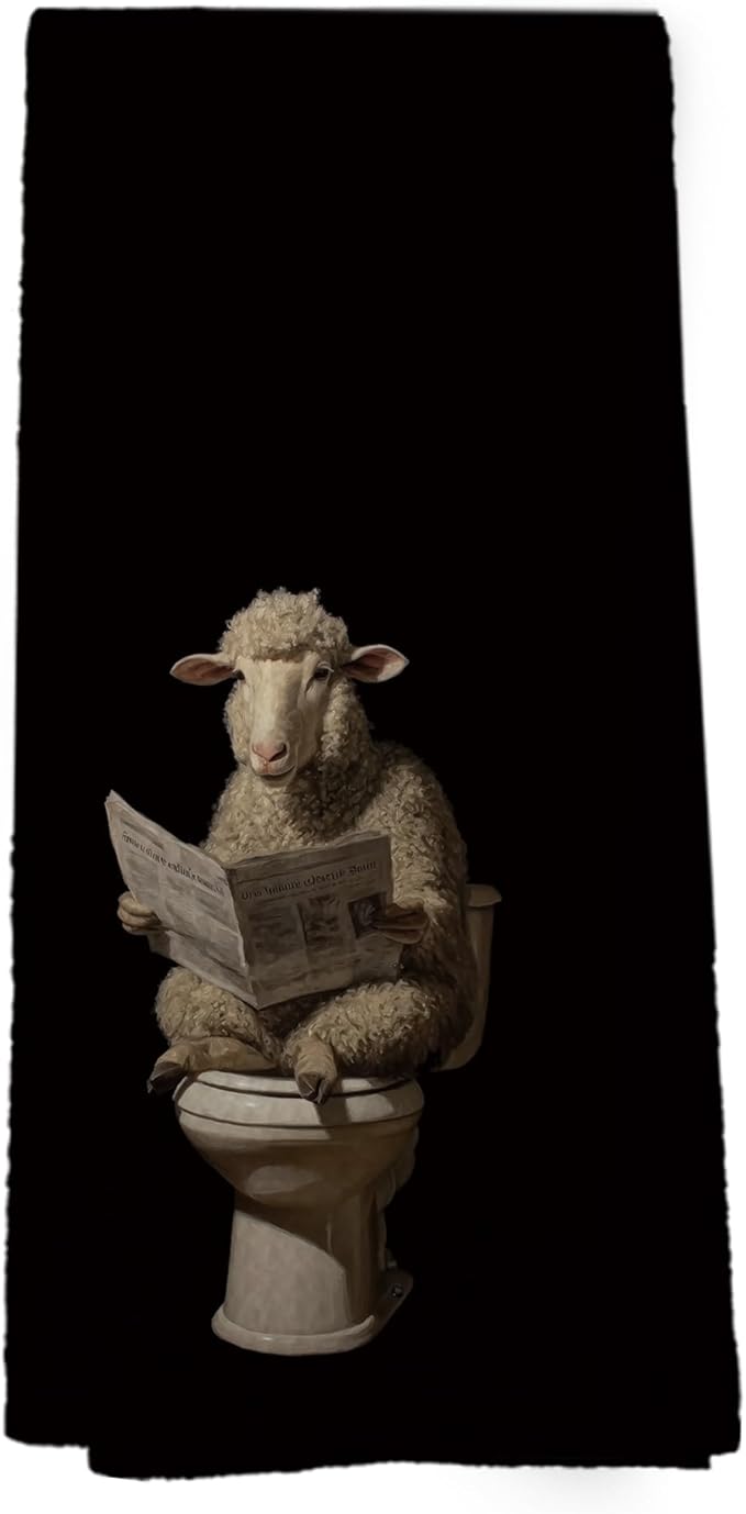 Funny Sheep Hand Towels, Sheep Gifts Hand Towel for Bathroom Decor, Dark Farmhouse Farm Animal Decorative Towels for Bathroom Washroom Restroom 16x24 Inch