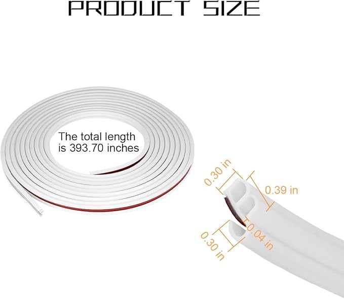 Osilly Car Door Rubber Seal Strip, 32.8Ft Self Adhesive Weather Stripping Automotive Edge Trim, Weatherstrip Soundproof Vehicle Tailgate Window Sealing Cover, Universal for SUV RV Truck (White)