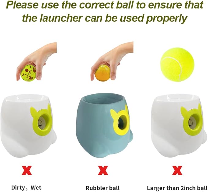 BESTHLS Automatic Dog Ball Launcher Interactive Tennis Ball Thrower Machine for Small Medium Dogs Fetching Distance 10-30ft (White)