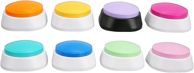 Focket Dog Talking Buttons, 30-Second Voice Recording Clear Sound Recordable Pet Buttons, Pet Training Buzzers with 8-Color Set for Dog and Cat Communication Training Starter Pack Easy