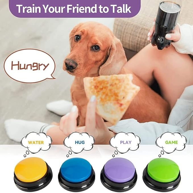 4PCS Recordable Dog Buttons, Dog Buttons for Communication Pet Training Buzzer, Dog Talking Button Set Funny Gift