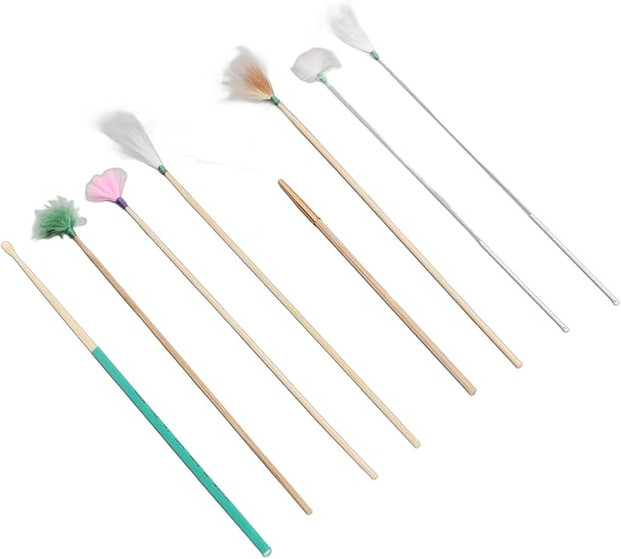 Ear Scratcher Feathers Kit, Ear Scoop, 7PCS Cleaner with Bamboo Mat, Ear Pick Cleaning, Ear Tool Massage Relaxing Wax Removal Feathers