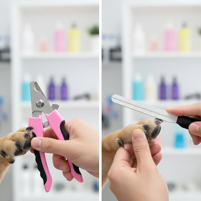 Pet Grooming Nail Clippers and File Set for Dogs & Cats -Durable Stainless Steel, with Protective Guard- for Pet Owners - Suitable for Regular Grooming - Great Gift for Pet Lovers