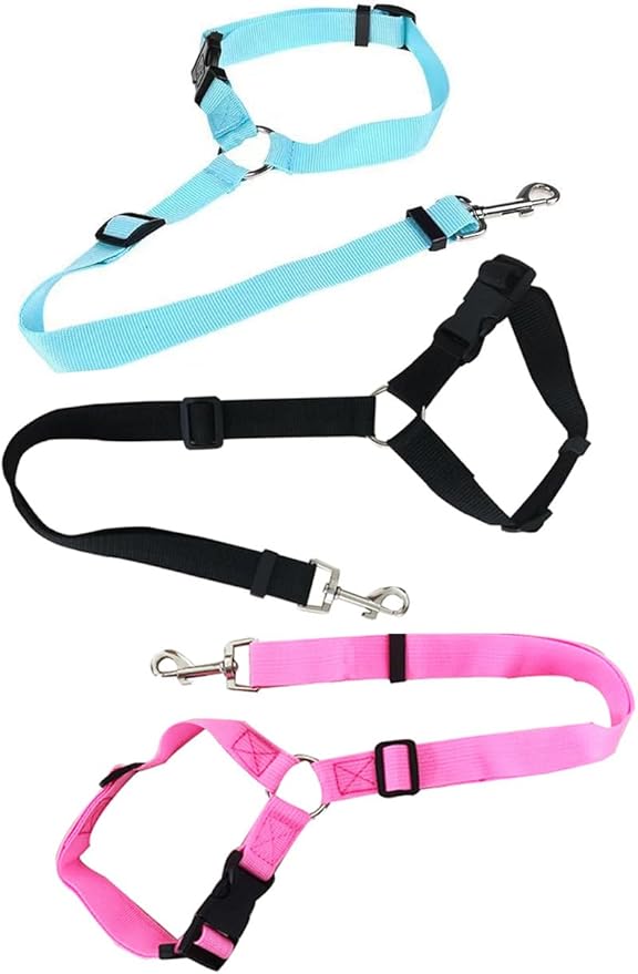 3Pack for Dog seat Belts in Cars, Adjustable Nylon Fabric for Dog car Restraint Devices (Pink, Black, Blue)