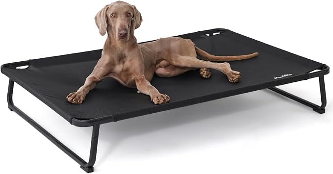 MADE 4 PETS Raised Dog Bed for XXL Dogs - Outdoor Elevated Pet Cot with Snap-in Legs, Washable Mesh, Non-Slip Feet, Durable & Chew-Resistant Hammock Bed, Indoor & Outdoor Use, 54"x37", Black
