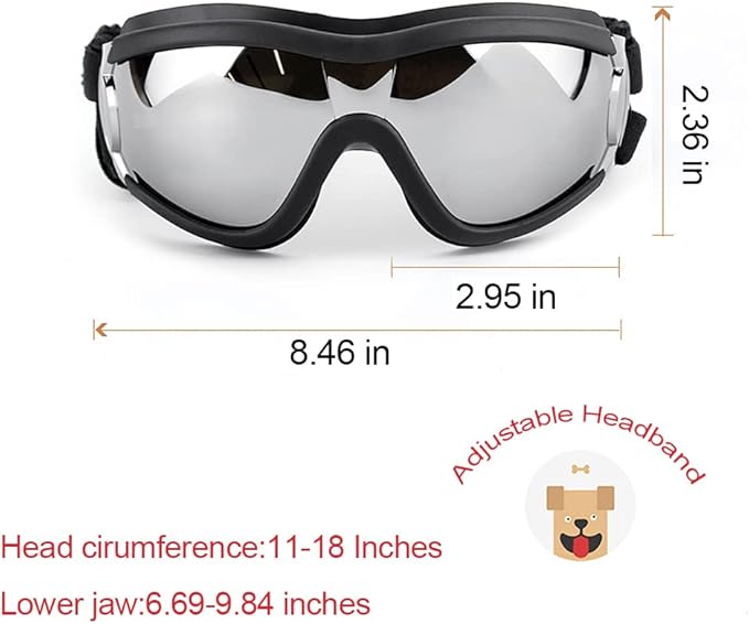 Dog Sunglasses Dog Goggles,UV Protection Wind Protection Dust Protection Snow Protection Fog Protection Pet Glasses Eye Wear Protection with Adjustable Strap for Medium or Large Dog