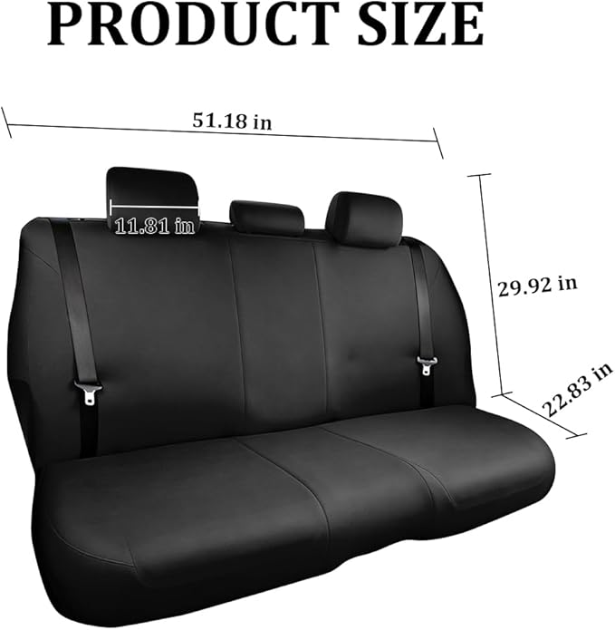 BESULEN Car Back Seat Cover, Dustproof Elastic Cloth Vehicle Rear Seat Bench Protector for Pets Kids, Waterproof Stretch Automobile Interior Accessories, Universal for Sedan Truck SUV (Black)