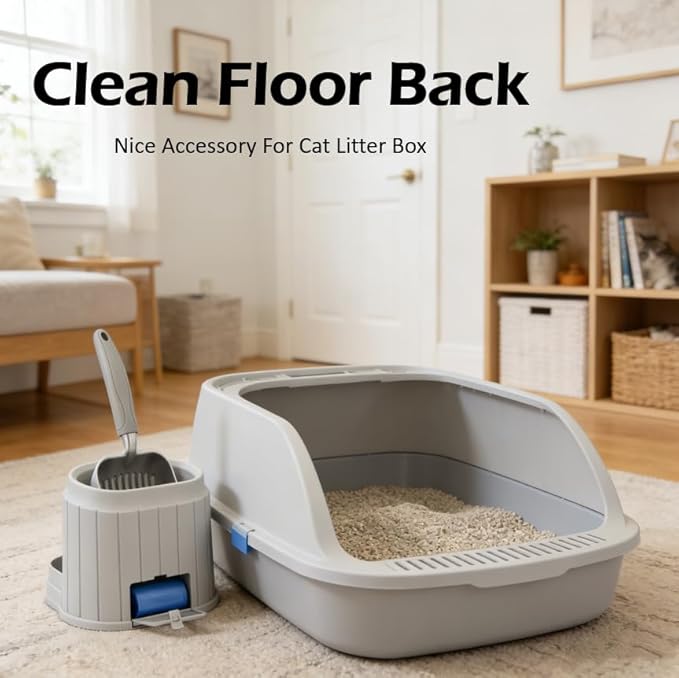 Heavy-Duty Cat Litter Scoop with Holder&Litter Bags, Metal Cat Scooper with Bags, Aluminum Kitty Poop Sifting Shovel Captures All Clumps, Speed Sifter Litter Box Scooper with Cats Caddy