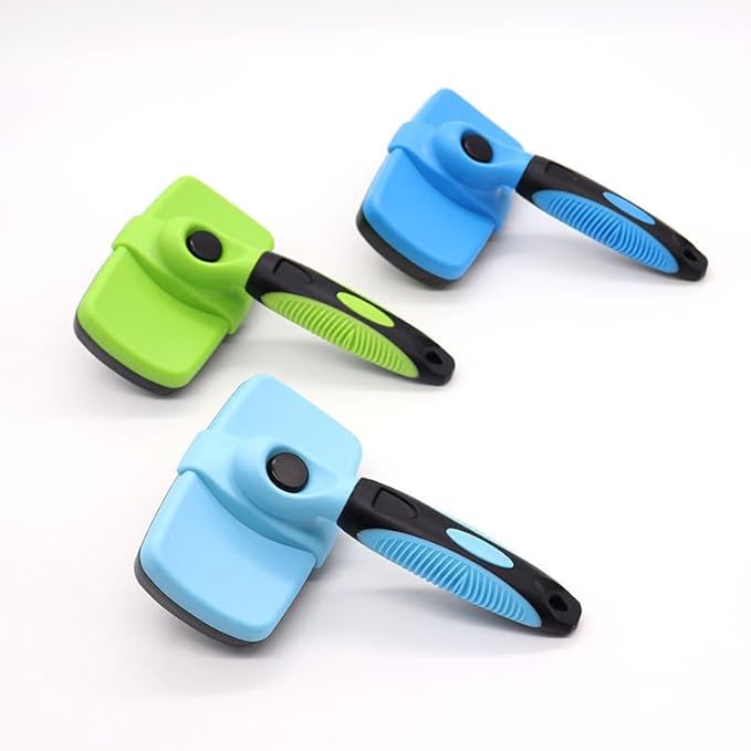 Self-Cleaning Pet Grooming Brush for Cats and Dogs, Curved Pin Needle Brush for Short and Long Hair
