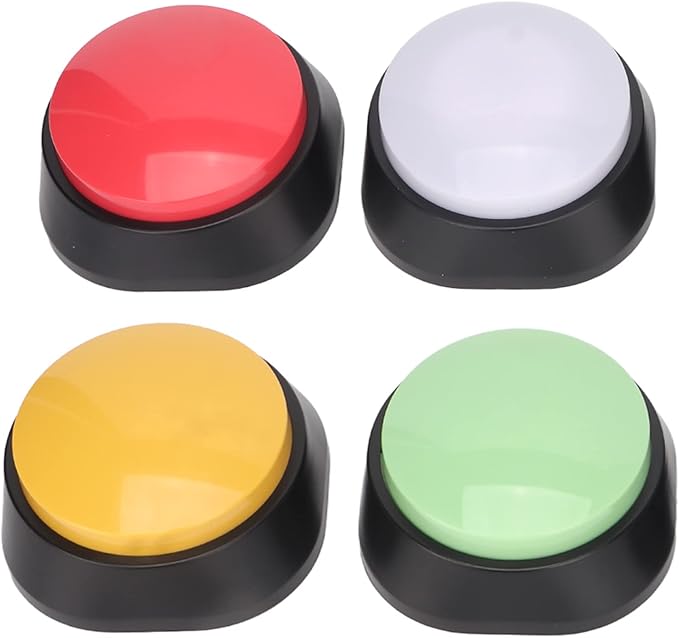 Dog Buttons for Communication, 4PCS Assorted Colors 30s Recording Voice Recording Buttons Pet Training Buzzer for Cat Pet Training