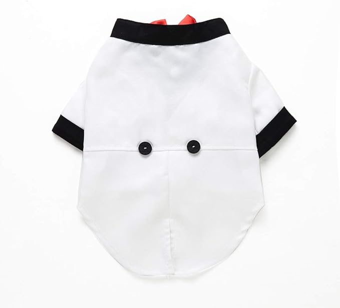 GabeFish Pets Wedding Jackets Suit for Dogs with Bow Tie Puppy Cat Formal Clothes Shirt Tuxedo (White, L (Chest 17.3in/44cm)