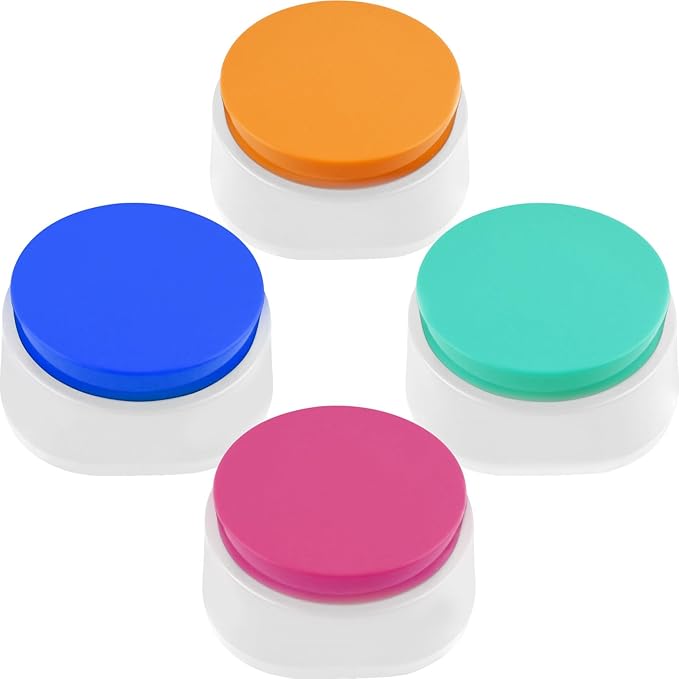 Pet Training Buttons, 4 Pack Recordable Communication Buttons with Anti-Slip Base, 30 Second Recording Time, Speech Learning Device for Dogs, Cats, Small Pets