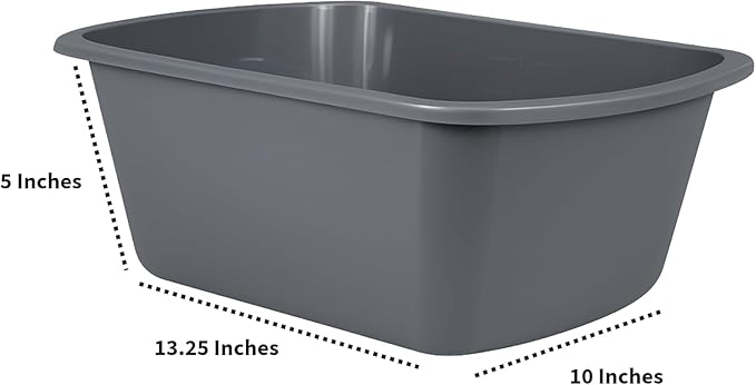 Vakly Wash Basins – Rectangular Plastic Hospital Bedside Soaking Tub (Pack of 20) Small 7 Qt Graduated Bucket - Portable Washbasin for Washing, Cleaning, Foot Bath, Dishes, Face Cleansing Bowl (20)
