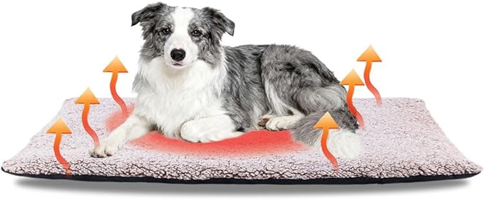 Heated Dog Bed Self Warming Bed Advanced Extra Warm Thermal Pet Pad for Indoor Outdoor Pets with Removable Cover Non-Slip Bottom Washable Non Electric Self Heating Dog Mat Large Brown 27.5 * 45.3inch