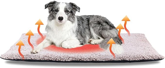 Heated Dog Bed Self Warming Bed Advanced Extra Warm Thermal Pet Pad for Indoor Outdoor Pets with Removable Cover Non-Slip Bottom Washable Non Electric Self Heating Dog Mat Large Brown 27.5 * 45.3inch