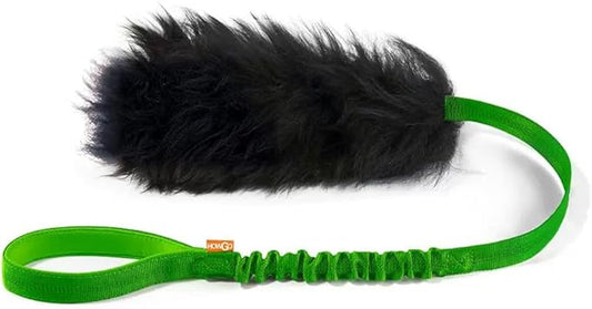 HOWGO Dog Rope Toy,Dog Bungee Chaser Toy 100% Sheepskin,Sheep Smell Tug Toy for All Breeds(Green, Long Without Ball)