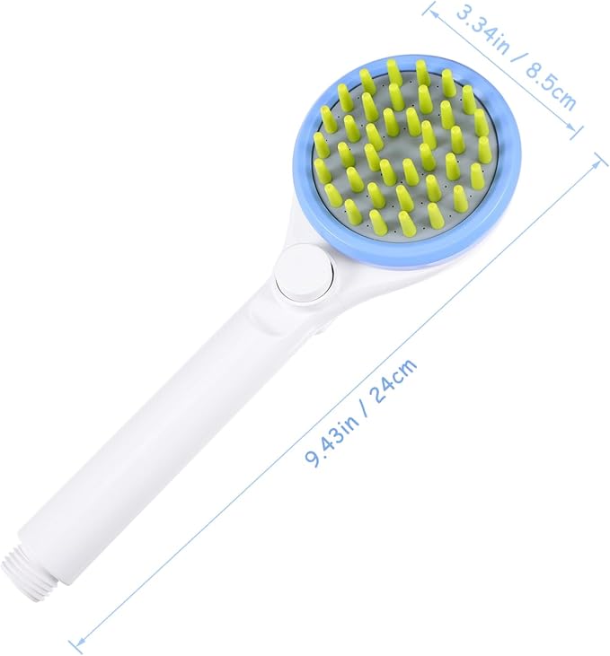 POPETPOP Portable Dog Shower Sprayer with Massage Brush Hose Pet Bathing Tool for Puppy Grooming Durable Handheld Sprinkler Reducing Water and Shampoo Use