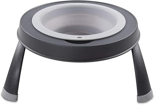 Dexas Pets Single Elevated Pet Feeder/Pet Bowl, I.5 Cup Capacity, Light Gray, Small